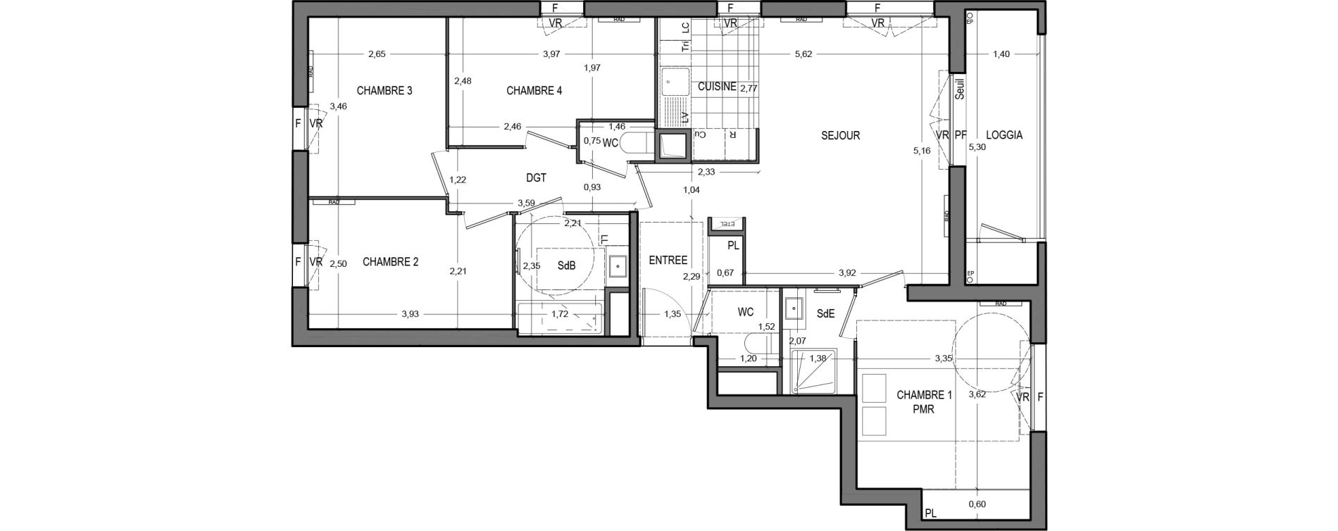 Appartement T5 de 86,30 m2 &agrave; Massy Vilgenis