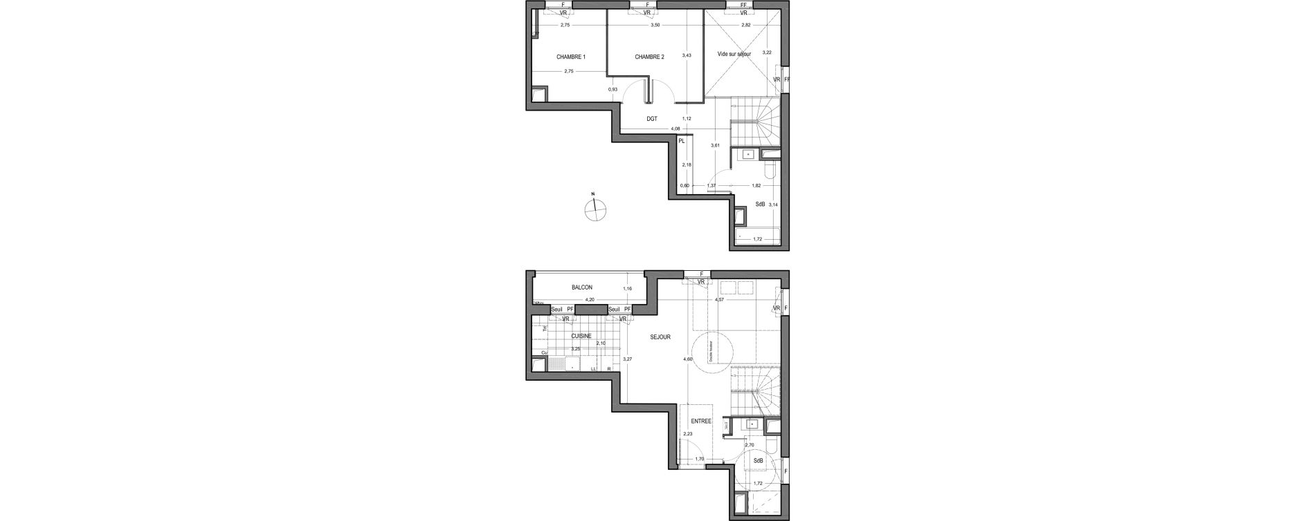 Duplex T3 de 77,50 m2 &agrave; Massy Vilgenis