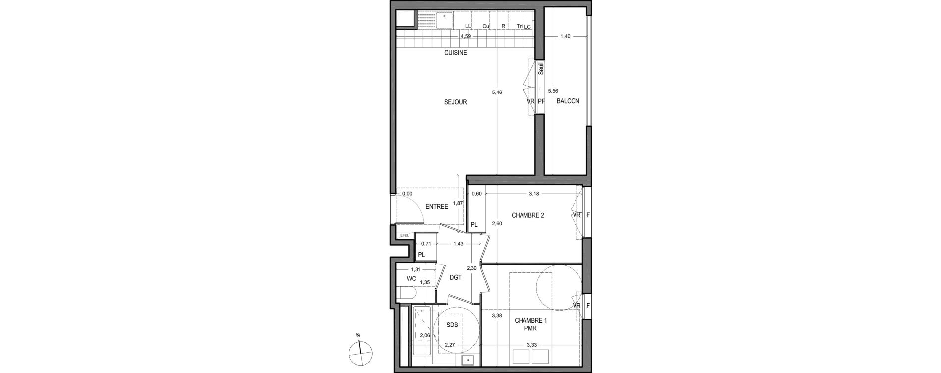 Appartement T3 de 59,80 m2 &agrave; Massy Vilgenis