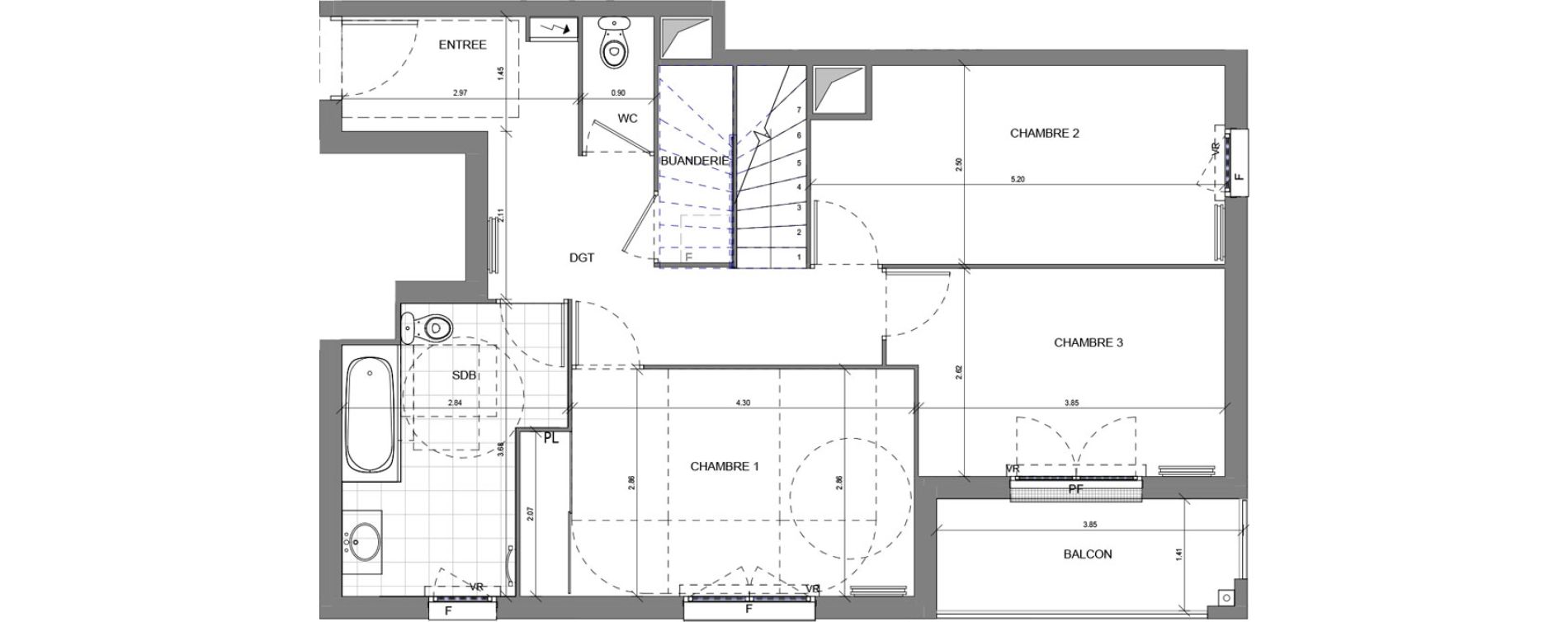 Duplex T5 de 125,30 m2 &agrave; Massy Vilgenis