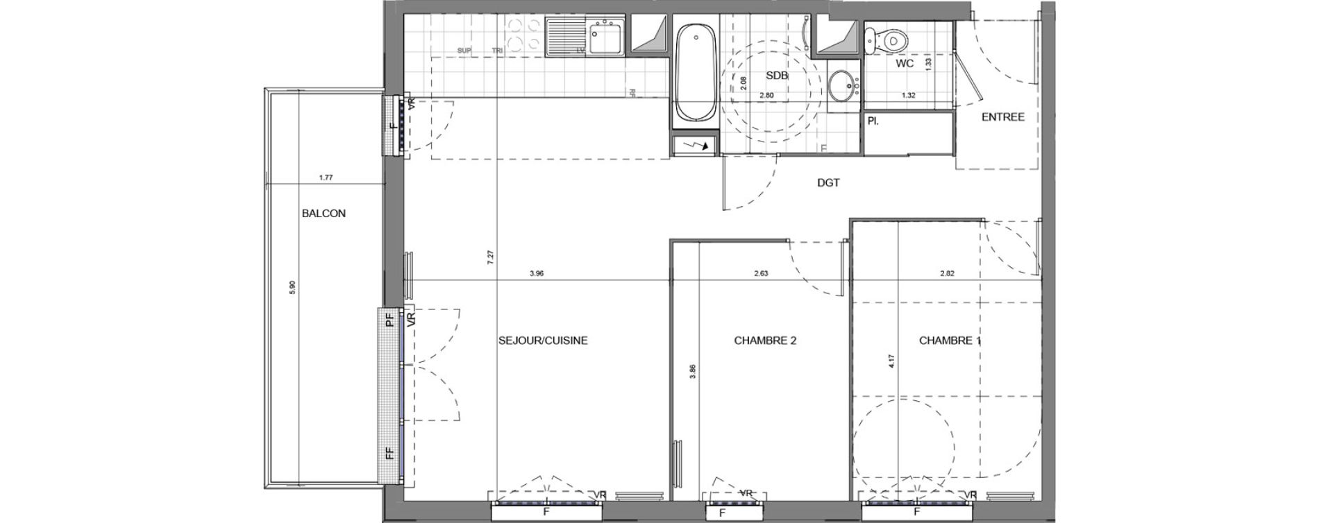 Appartement T3 de 66,49 m2 &agrave; Massy Vilgenis