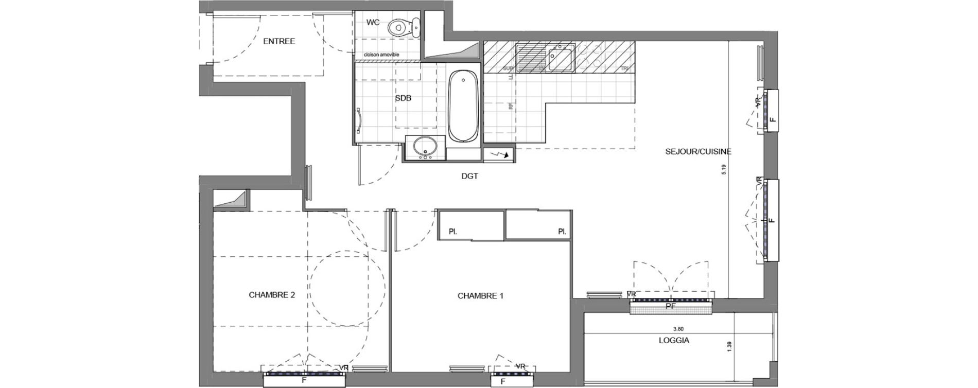 Appartement T3 de 64,55 m2 &agrave; Massy Vilgenis