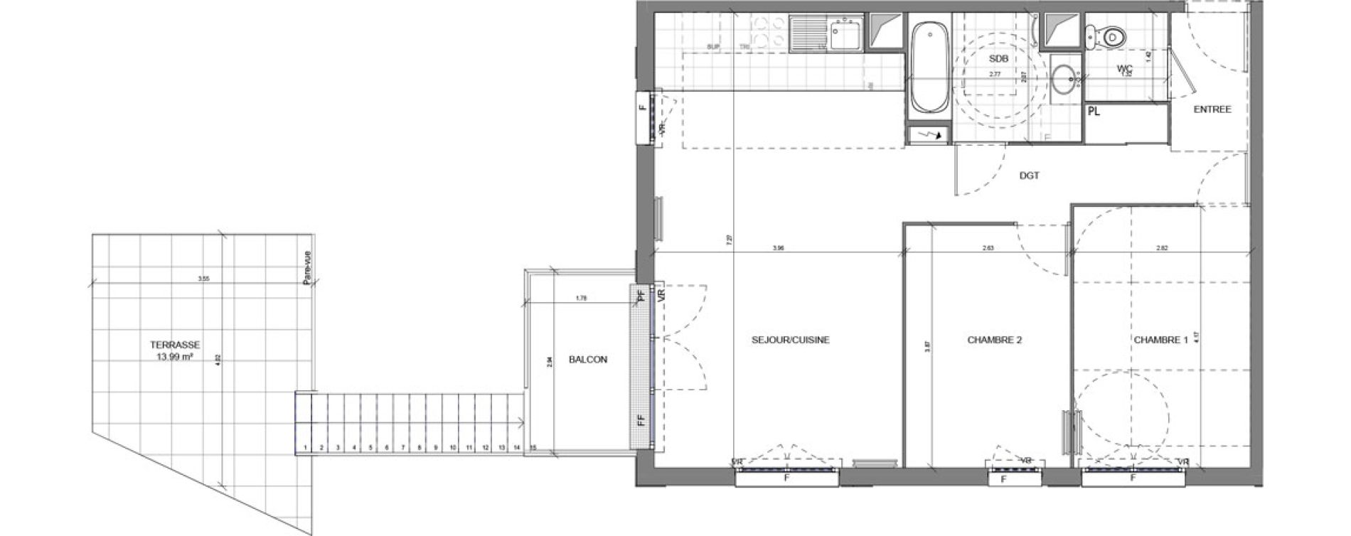 Appartement T3 de 66,83 m2 &agrave; Massy Vilgenis