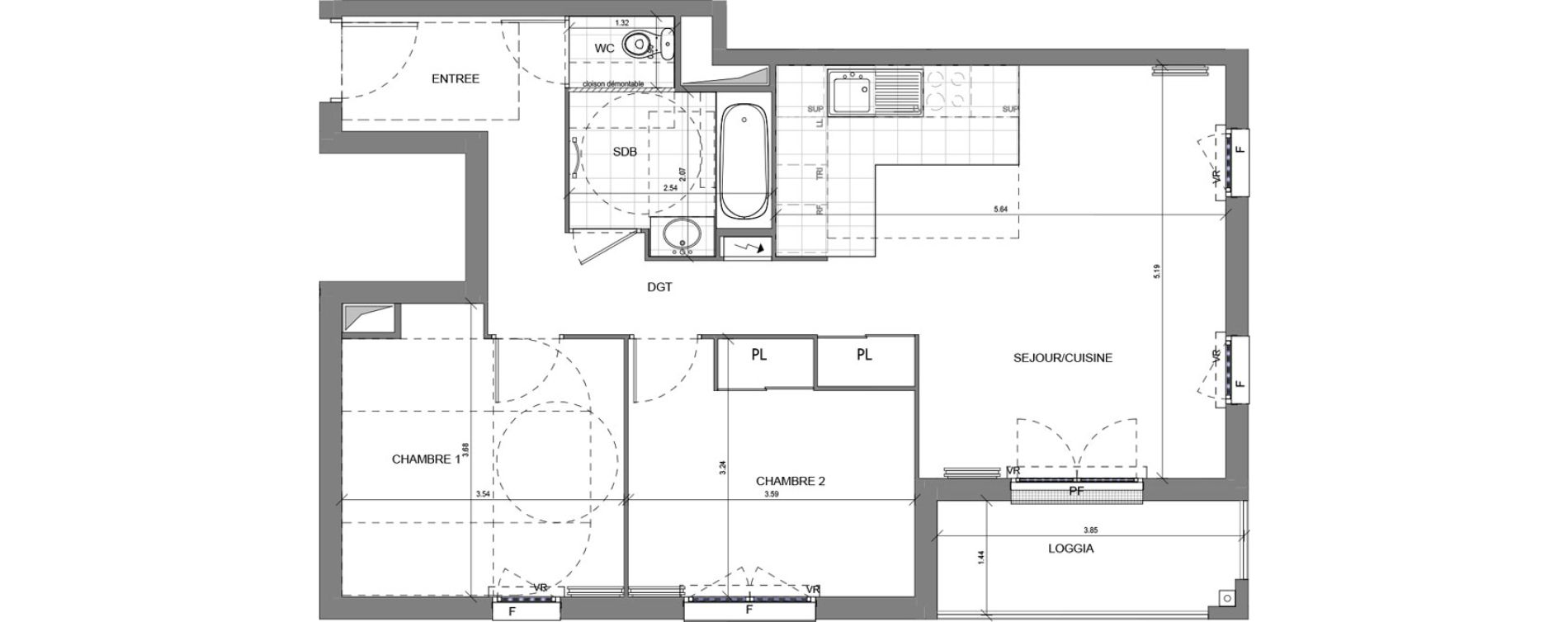 Appartement T3 de 64,68 m2 &agrave; Massy Vilgenis