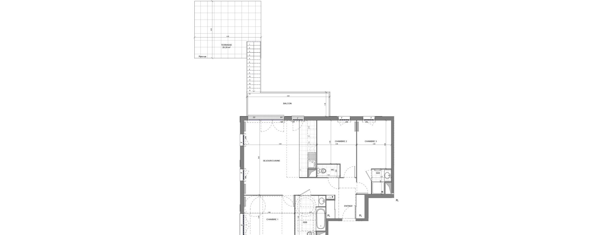 Appartement T4 de 79,05 m2 &agrave; Massy Vilgenis