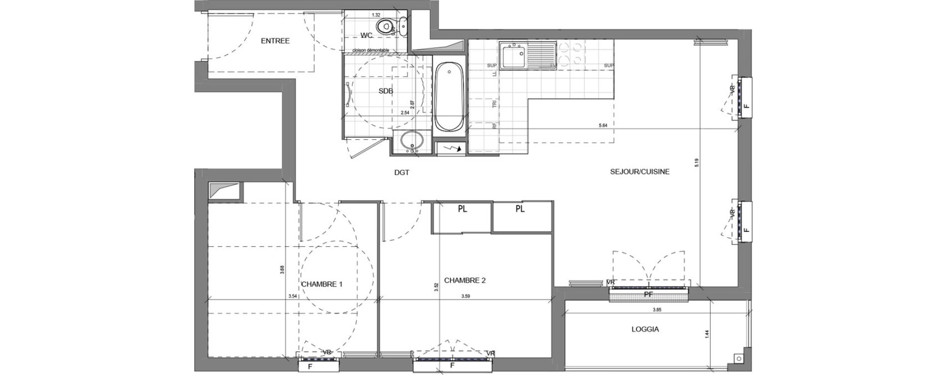 Appartement T3 de 64,67 m2 &agrave; Massy Vilgenis