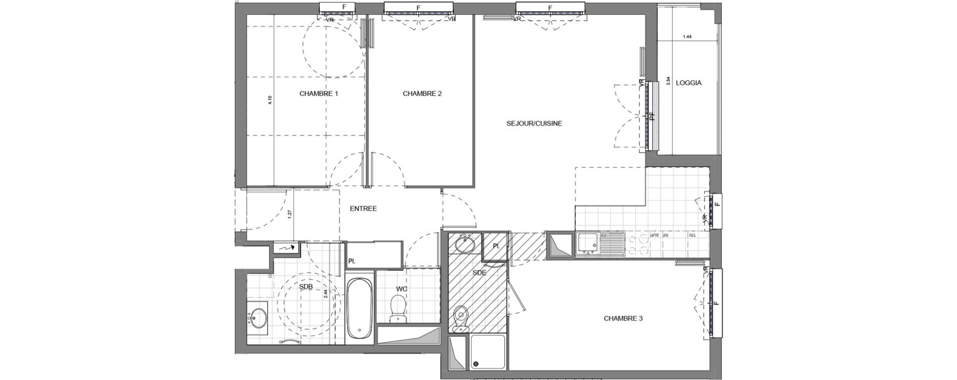 Appartement T4 de 81,25 m2 &agrave; Massy Vilgenis