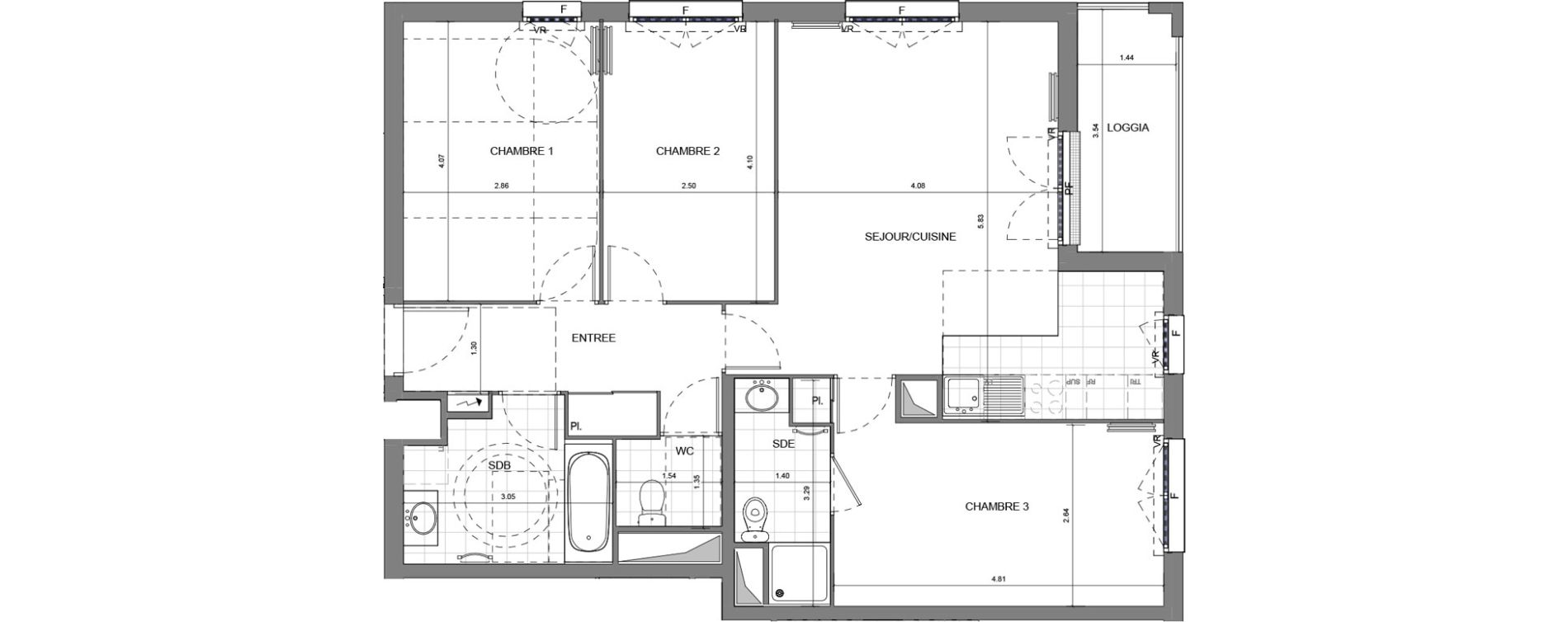 Appartement T4 de 81,17 m2 &agrave; Massy Vilgenis