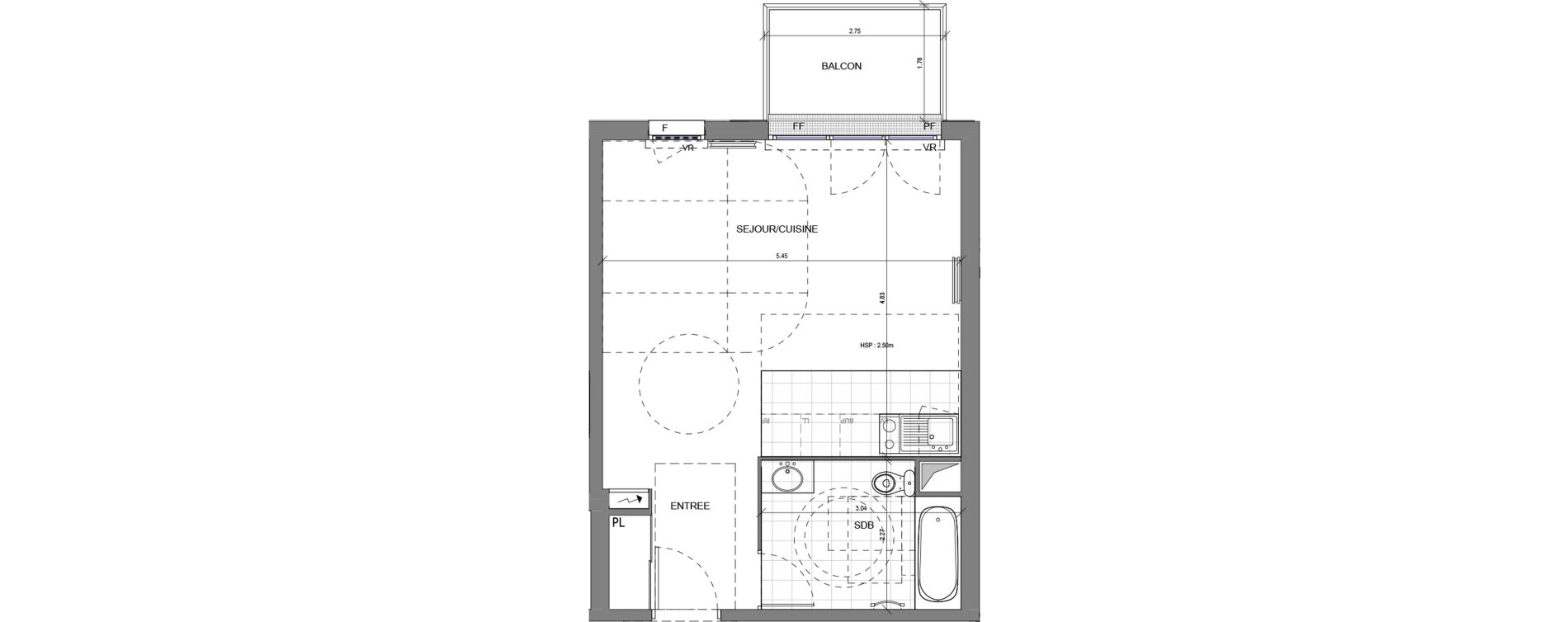 Appartement T1 de 37,90 m2 &agrave; Massy Vilgenis