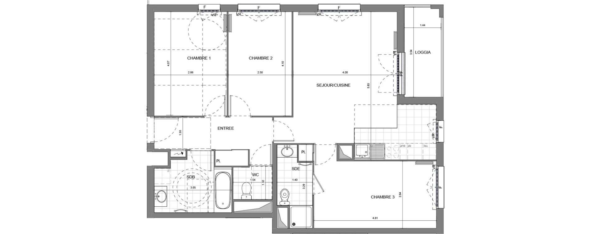 Appartement T4 de 81,28 m2 &agrave; Massy Vilgenis