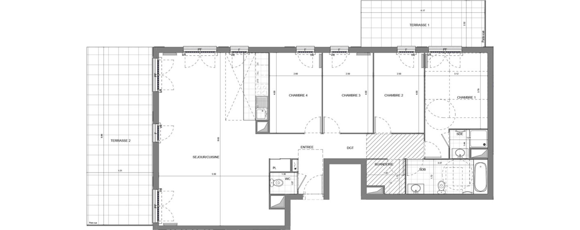 Appartement T5 de 117,59 m2 &agrave; Massy Vilgenis