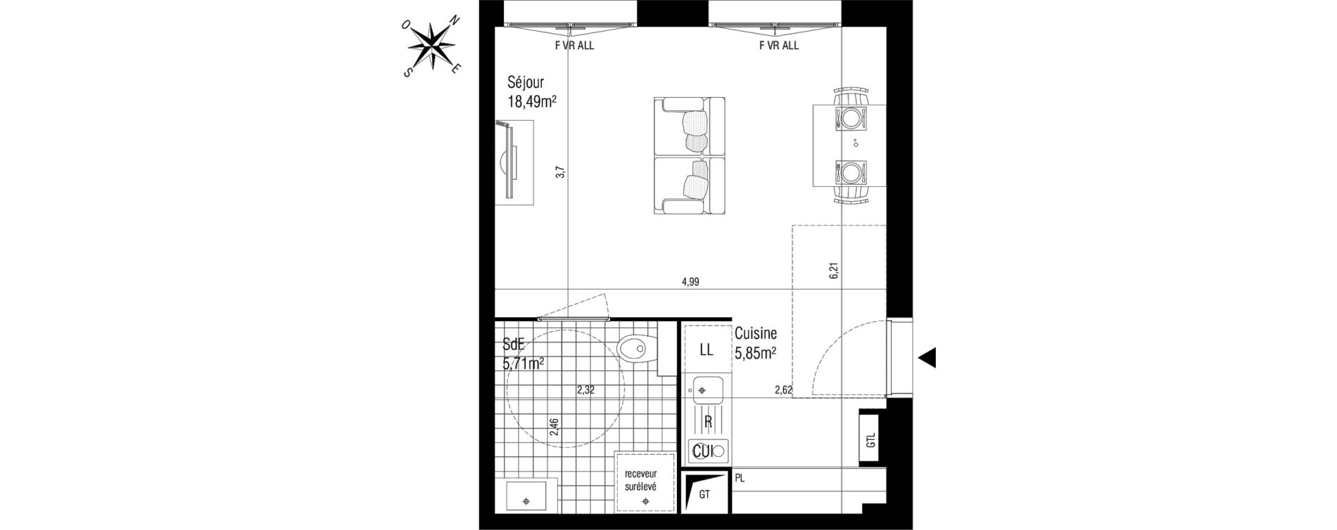 Appartement T1 de 30,05 m2 &agrave; Massy Atlantis