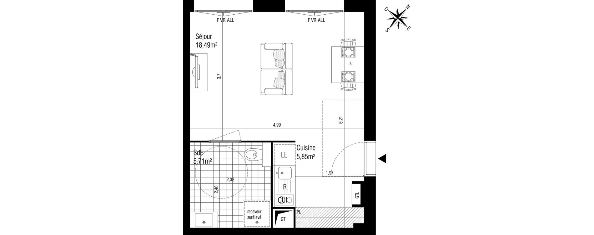 Appartement T1 de 30,05 m2 &agrave; Massy Atlantis