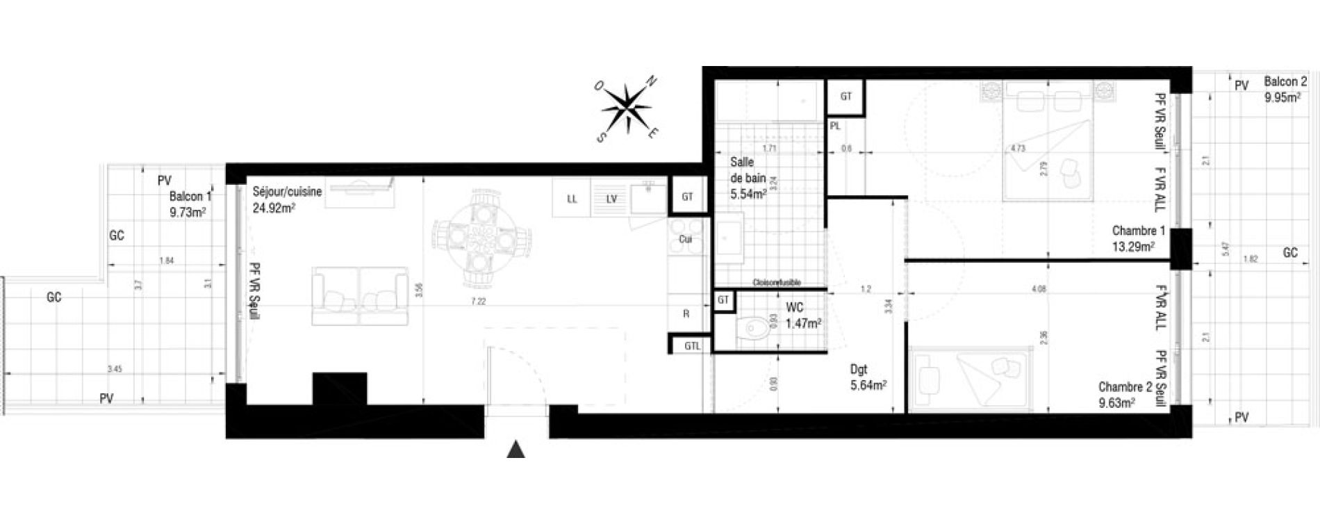 Appartement T3 de 60,50 m2 &agrave; Massy Atlantis