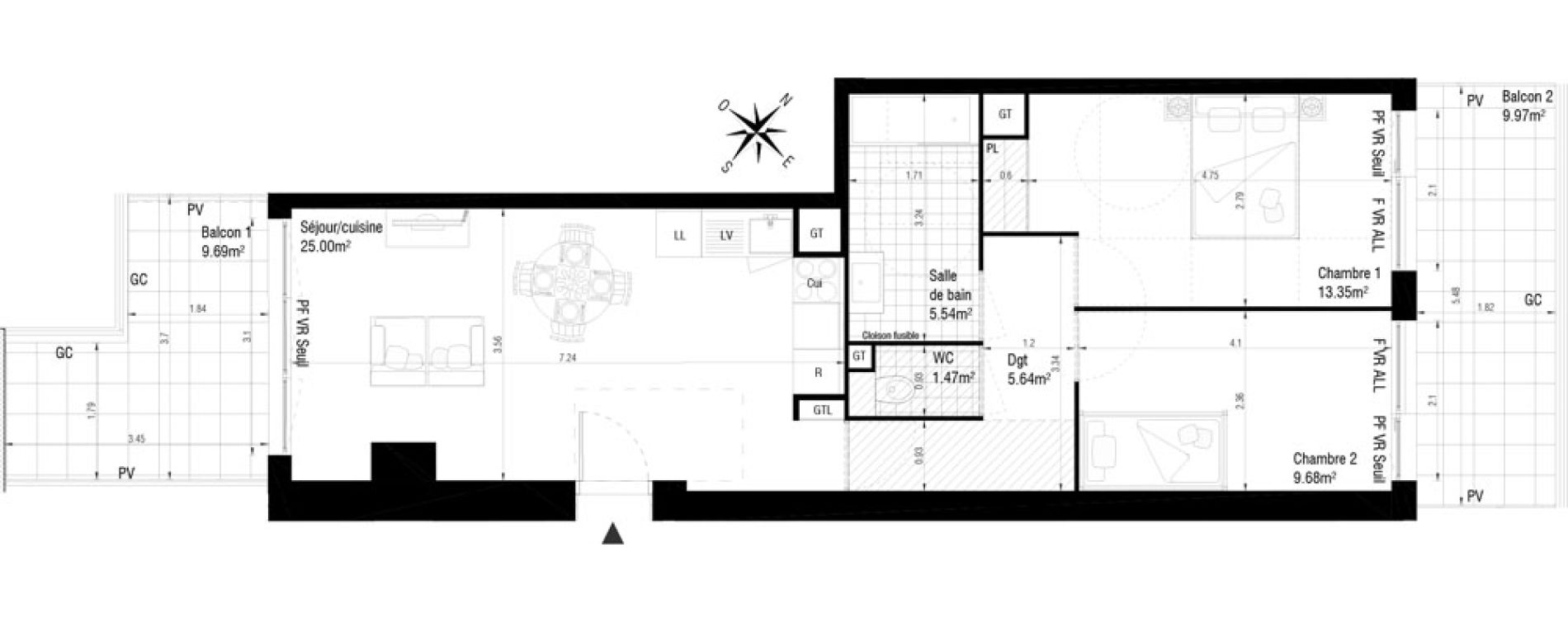 Appartement T3 de 60,67 m2 &agrave; Massy Atlantis