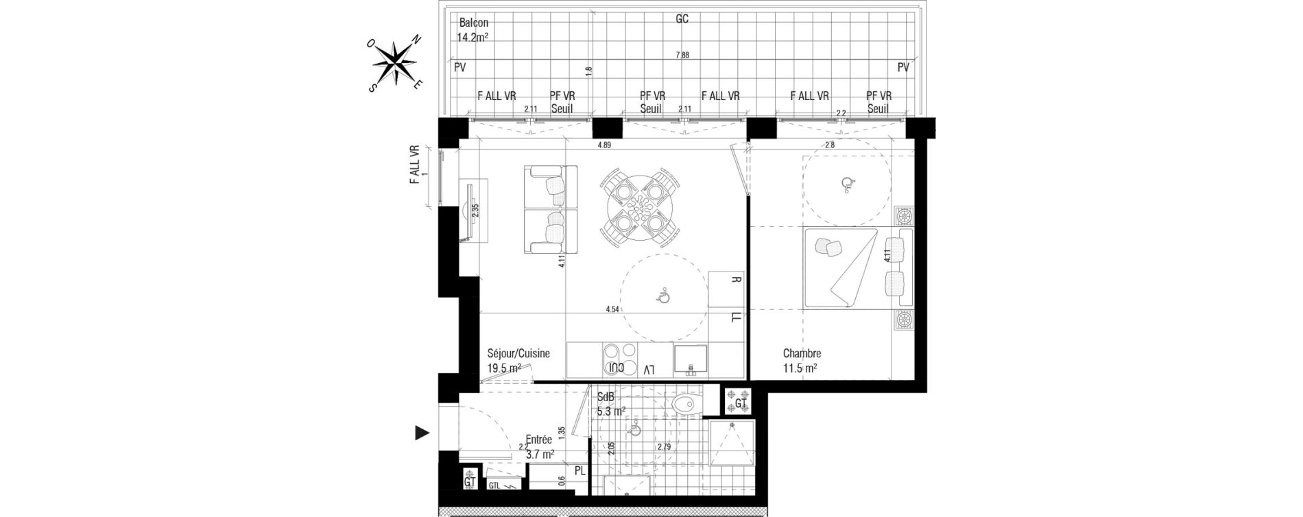 Appartement T2 de 40,00 m2 &agrave; Massy Atlantis
