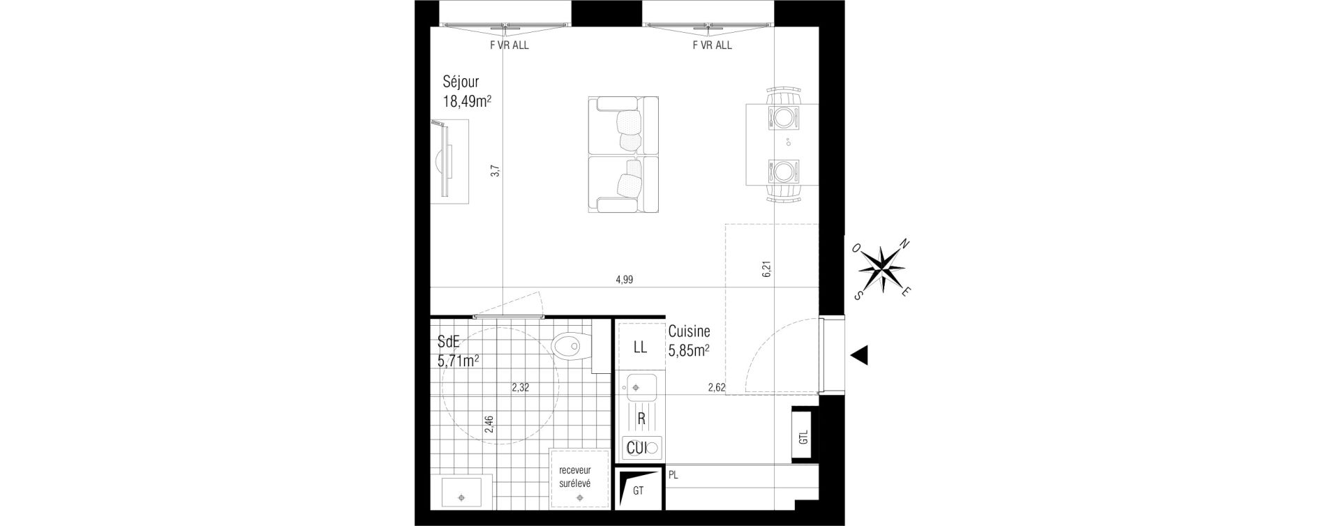 Appartement T1 de 30,00 m2 &agrave; Massy Atlantis