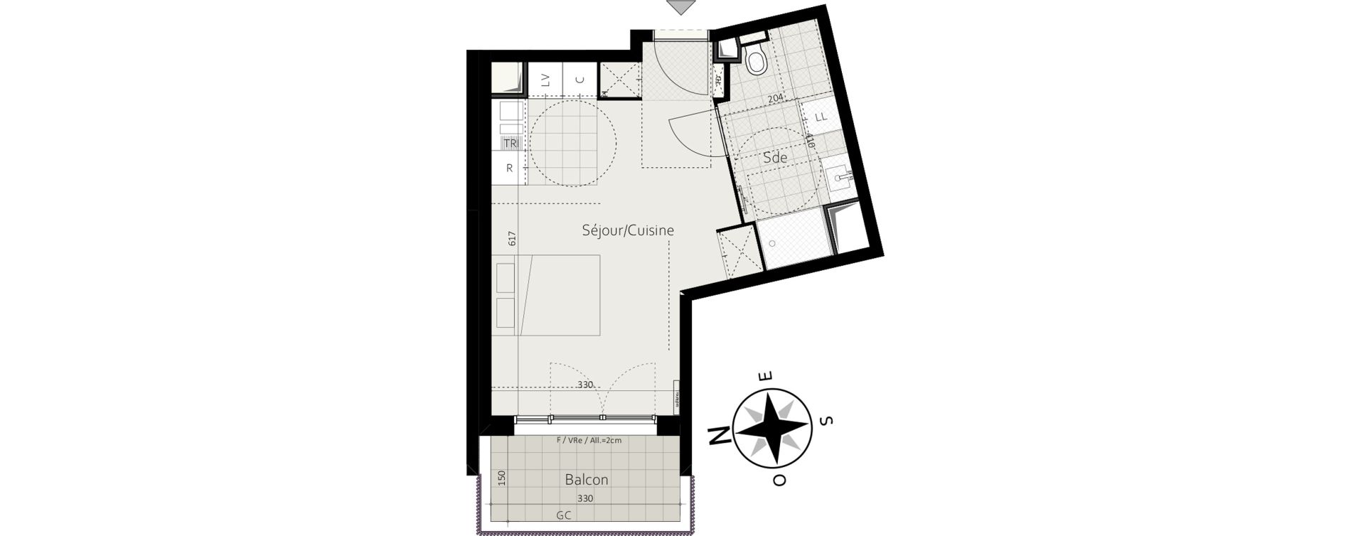 Appartement T1 de 30,83 m2 &agrave; Massy Atlantis