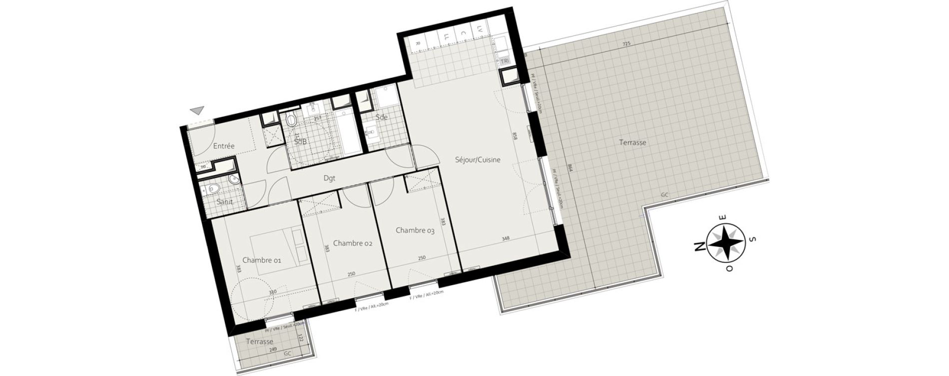 Appartement T4 de 84,41 m2 &agrave; Massy Atlantis