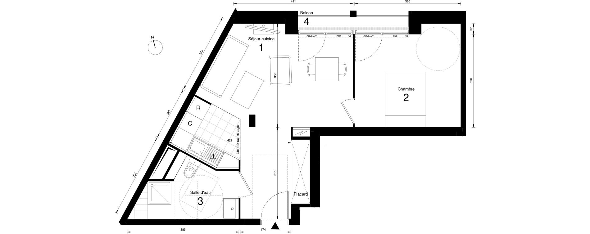 Appartement T2 de 45,39 m2 &agrave; Massy Opera