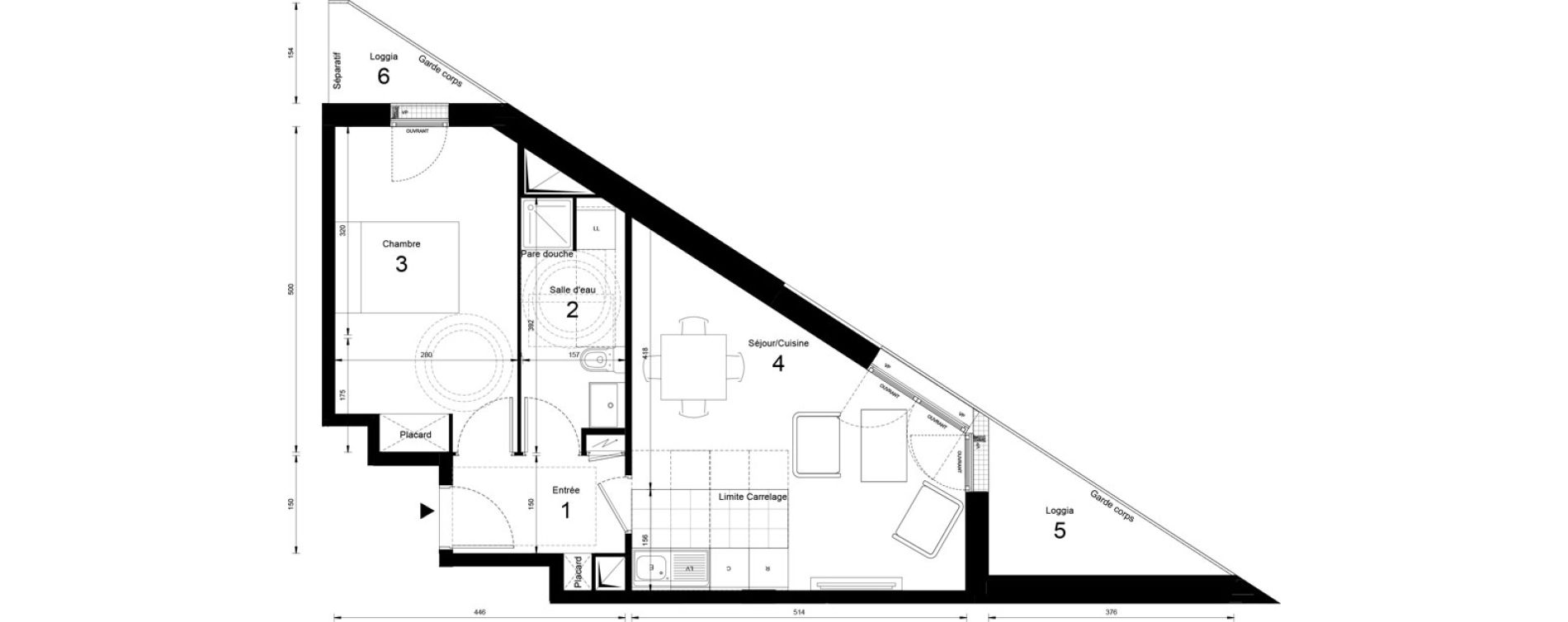 Appartement T2 de 44,53 m2 &agrave; Massy Opera