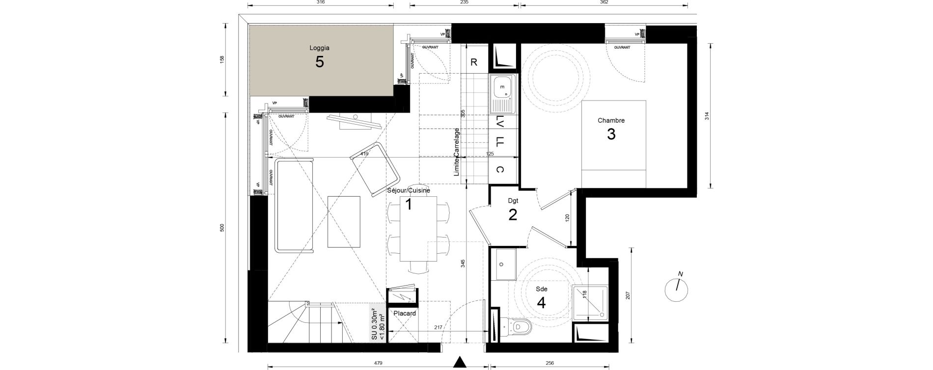 Duplex T4 de 75,30 m2 &agrave; Massy Opera