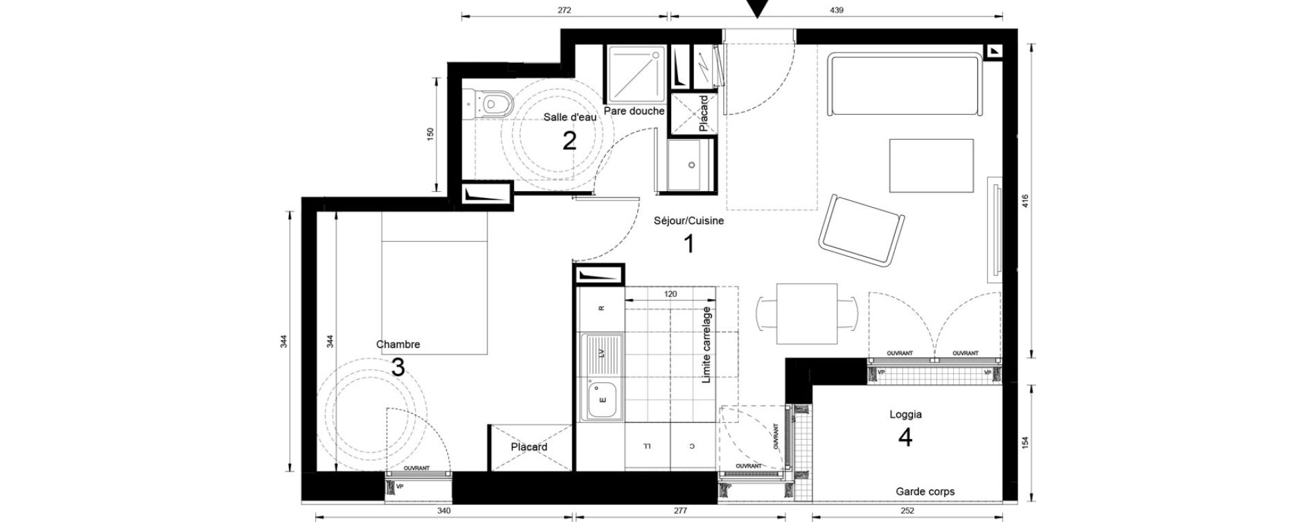 Appartement T2 de 40,68 m2 &agrave; Massy Opera