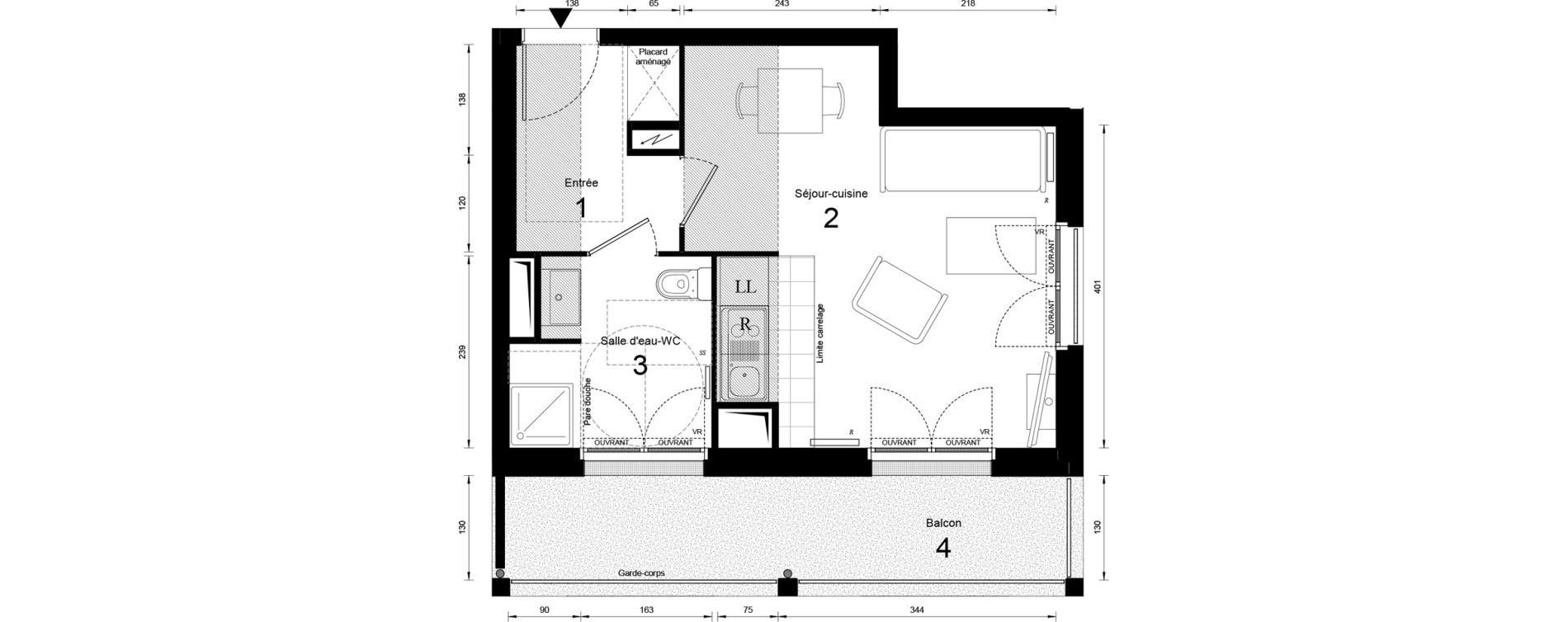 Appartement T1 de 30,01 m2 &agrave; Massy Opera