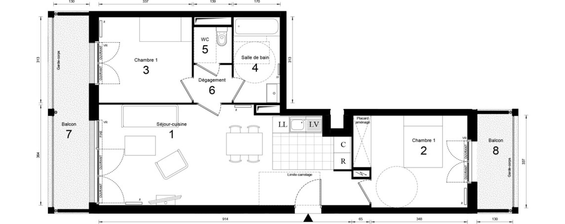 Appartement T3 de 64,37 m2 &agrave; Massy Opera