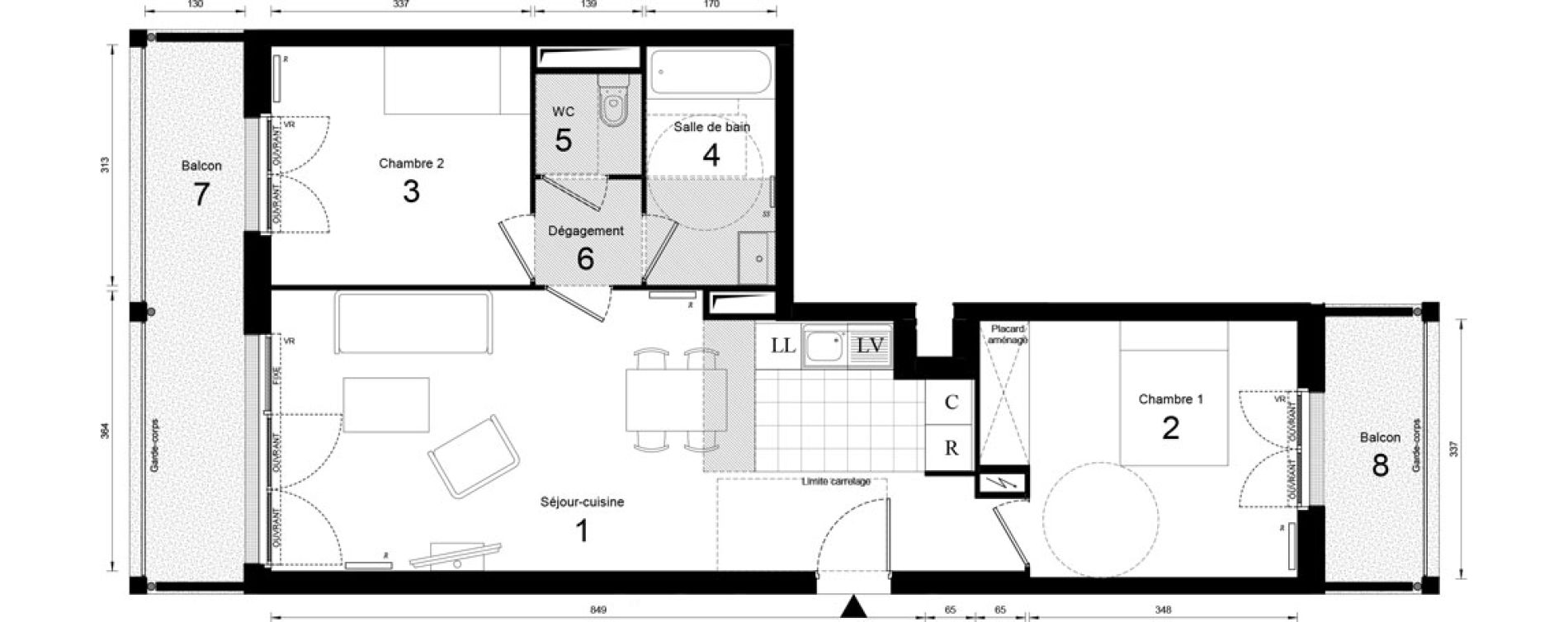 Appartement T3 de 64,37 m2 &agrave; Massy Opera