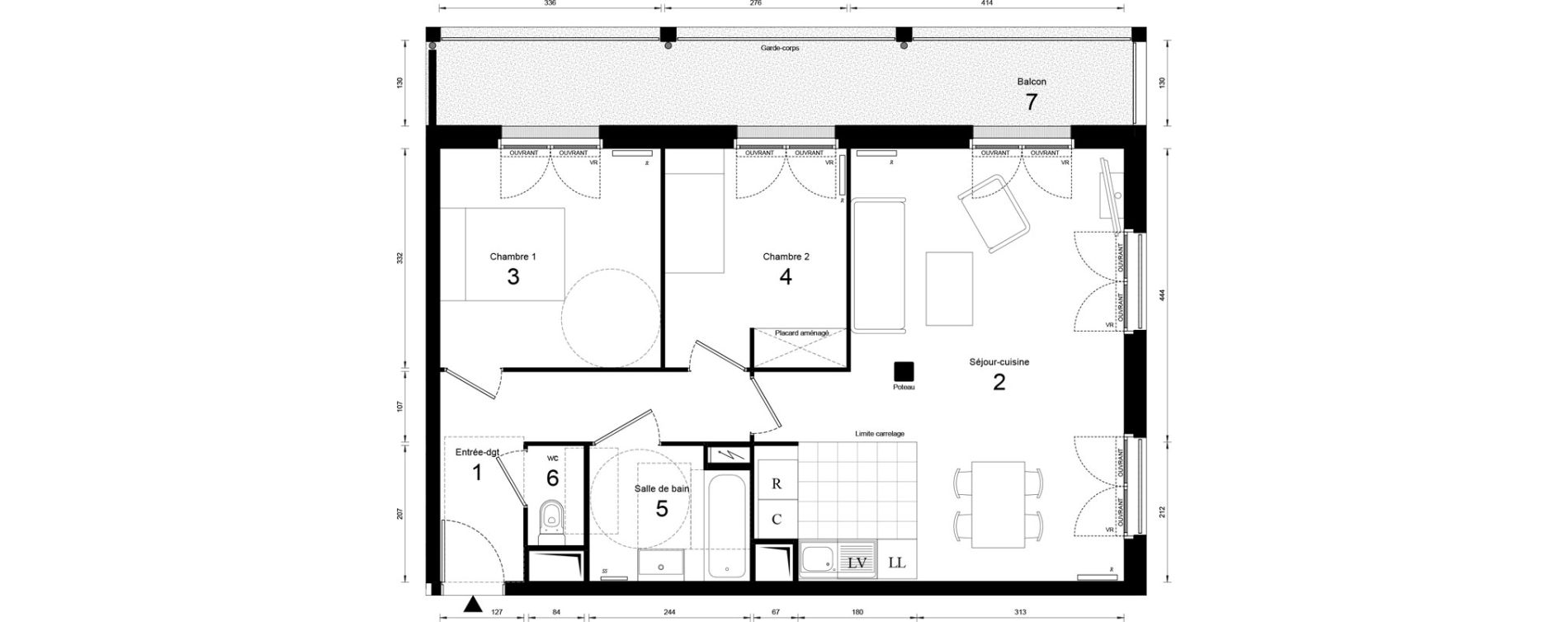 Appartement T3 de 65,43 m2 &agrave; Massy Opera