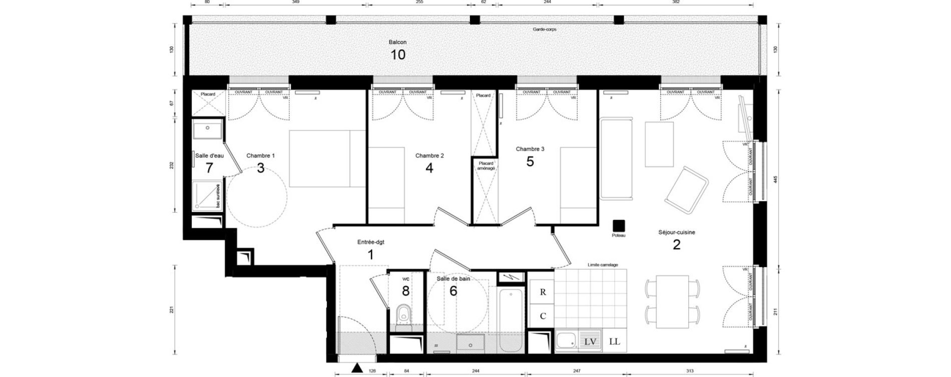 Appartement T4 de 78,96 m2 &agrave; Massy Opera