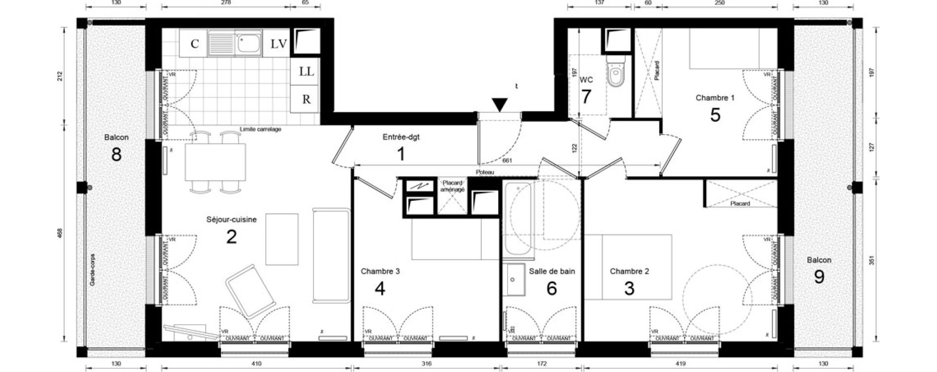 Appartement T4 de 75,99 m2 &agrave; Massy Opera