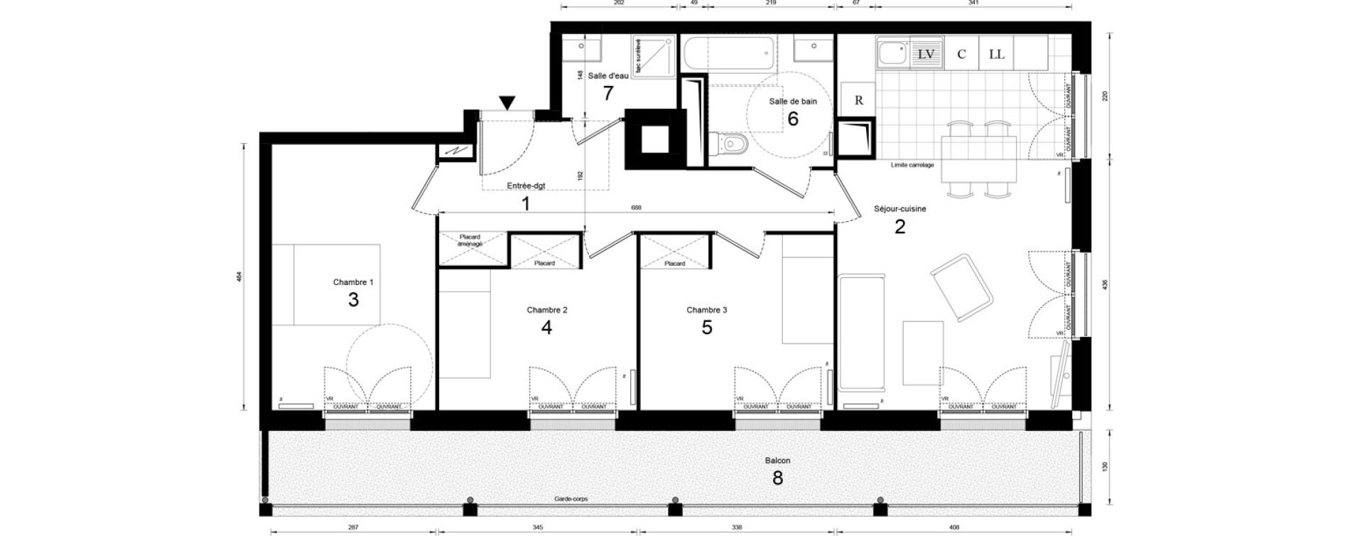 Appartement T4 de 78,33 m2 &agrave; Massy Opera