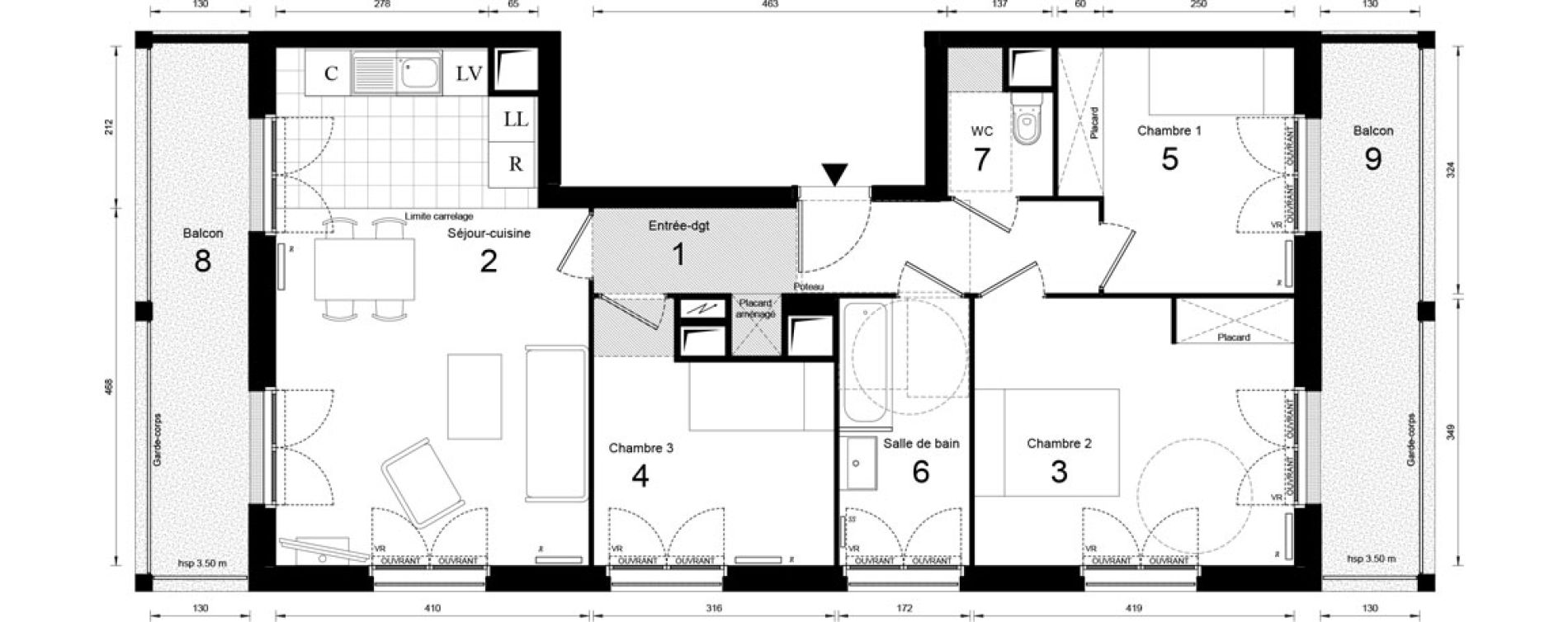 Appartement T4 de 75,99 m2 &agrave; Massy Opera