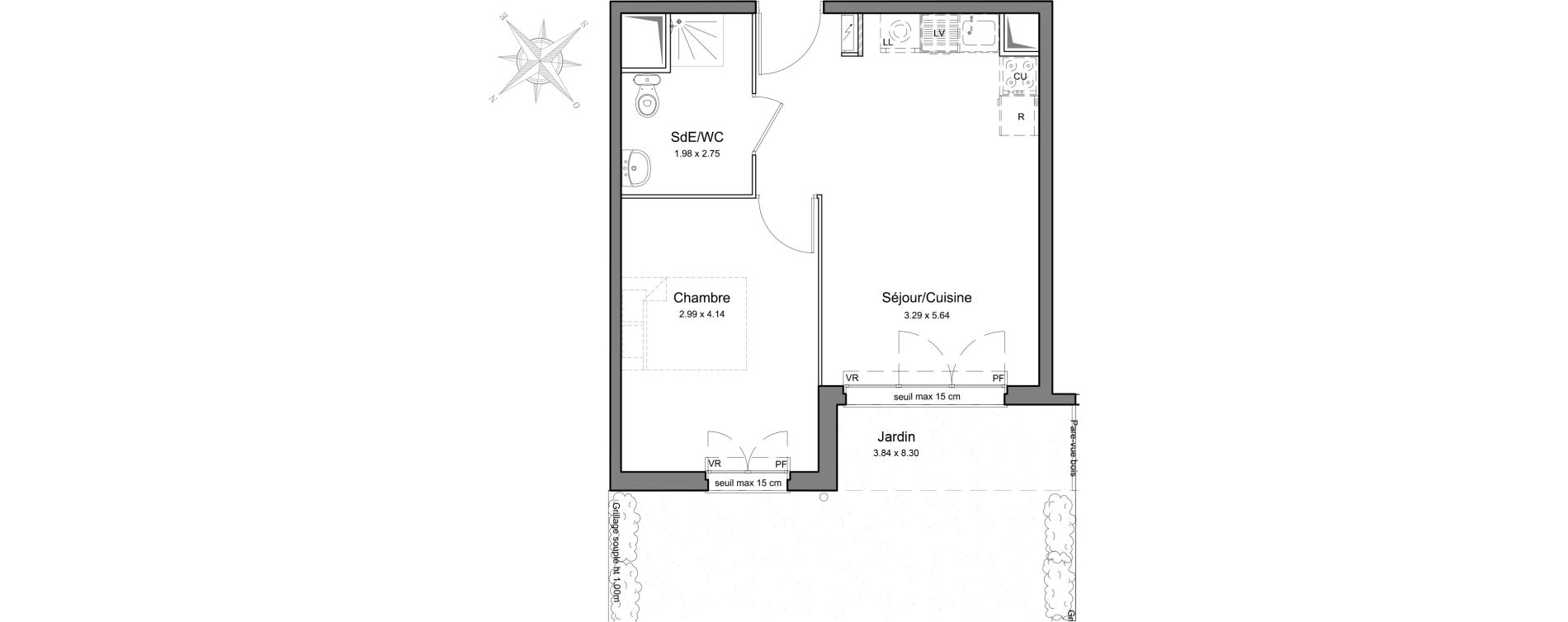 Appartement T2 de 37,89 m2 &agrave; Mennecy Centre
