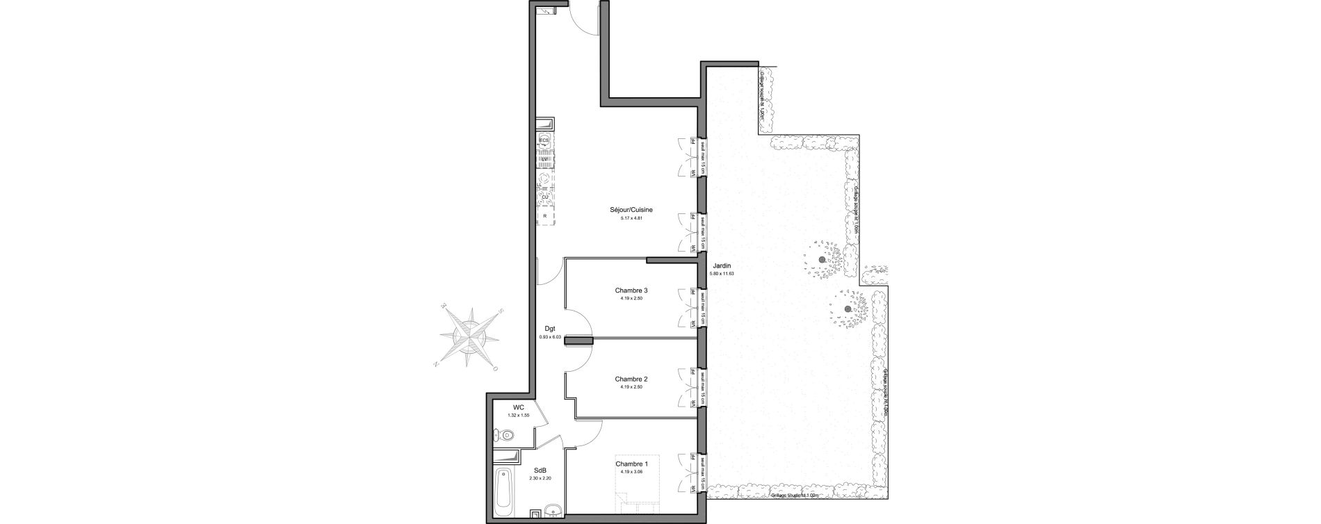 Appartement T4 de 76,86 m2 &agrave; Mennecy Centre