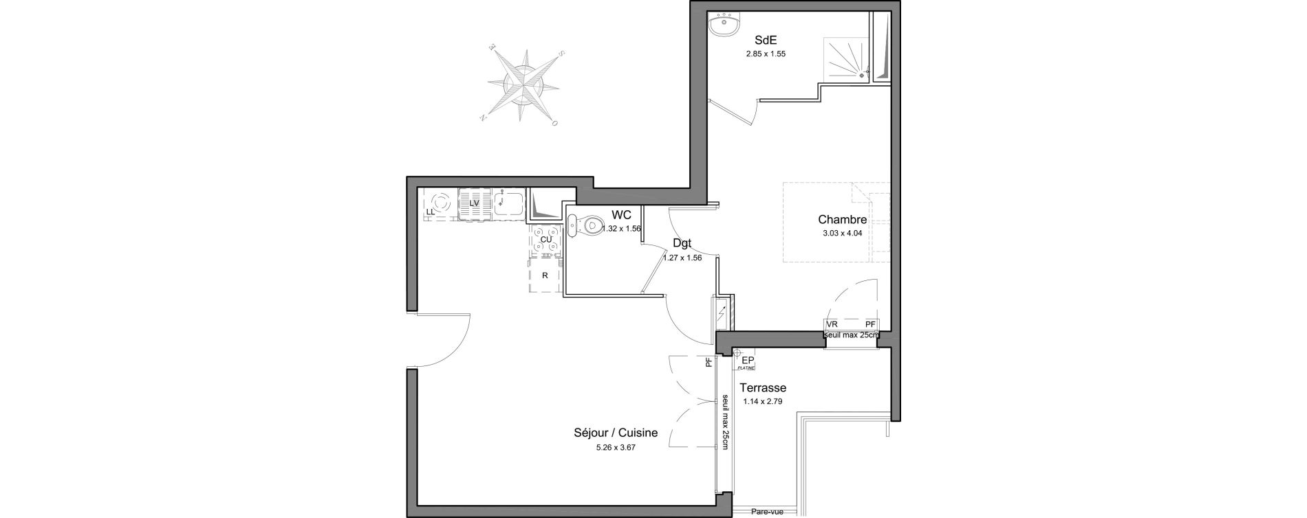 Appartement T2 de 44,92 m2 &agrave; Mennecy Centre