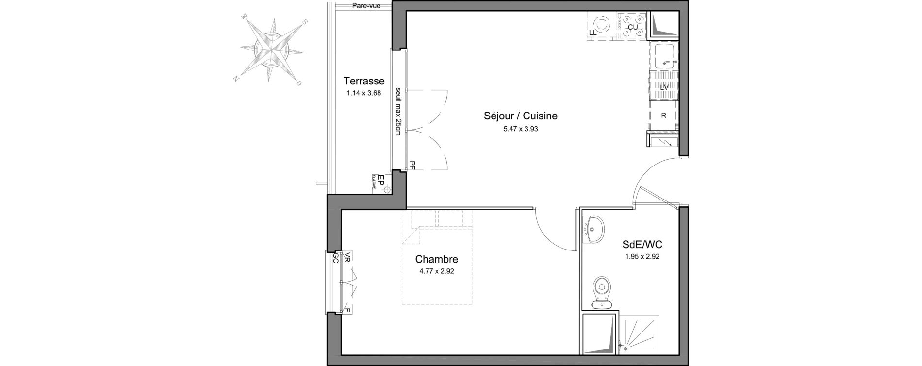 Appartement T2 de 39,81 m2 &agrave; Mennecy Centre