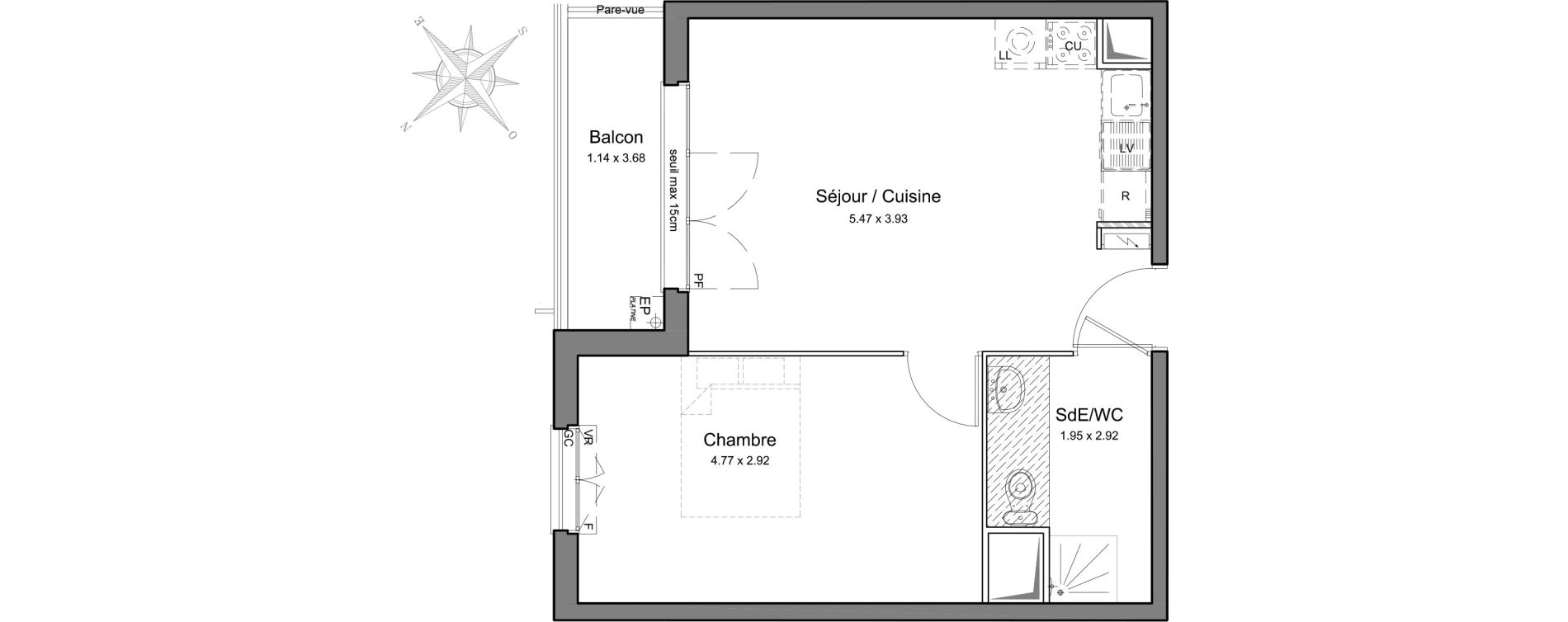 Appartement T2 de 39,88 m2 &agrave; Mennecy Centre