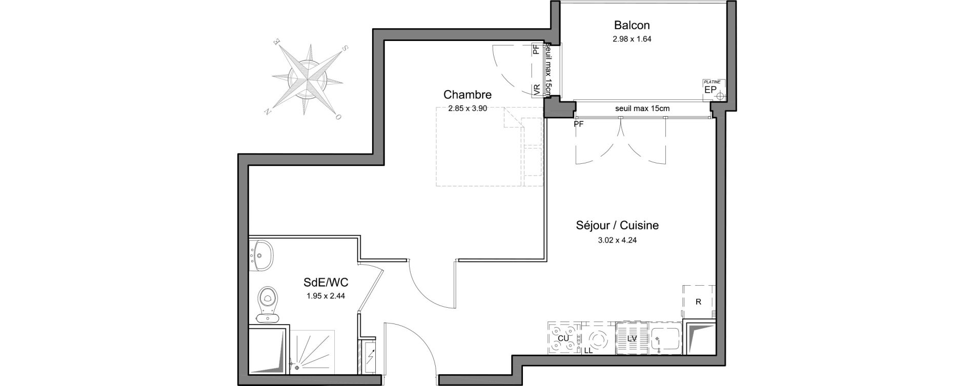 Appartement T2 de 37,30 m2 &agrave; Mennecy Centre