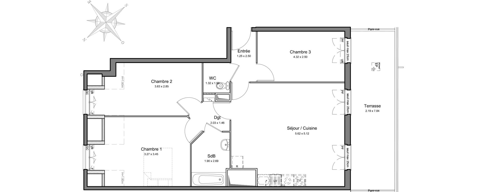 Appartement T4 de 76,49 m2 &agrave; Mennecy Centre