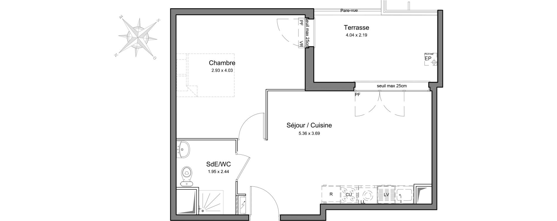 Appartement T2 de 41,20 m2 &agrave; Mennecy Centre