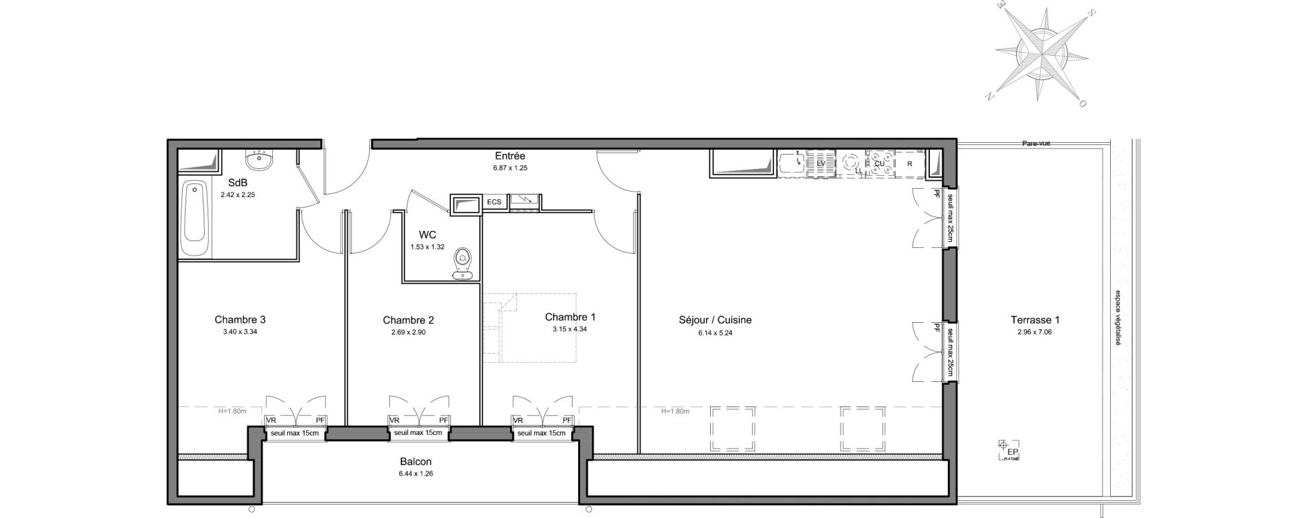 Appartement T4 de 80,38 m2 &agrave; Mennecy Centre