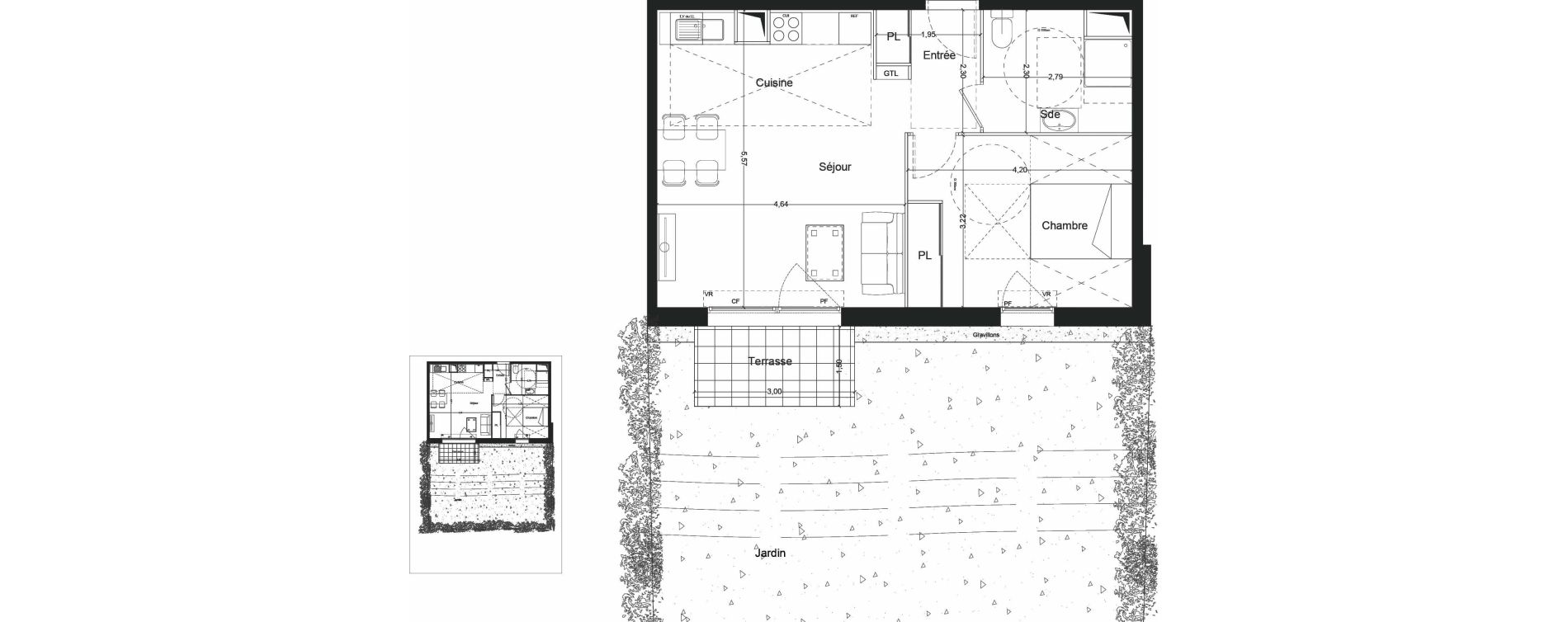 Appartement T2 de 47,81 m2 &agrave; Mennecy Centre