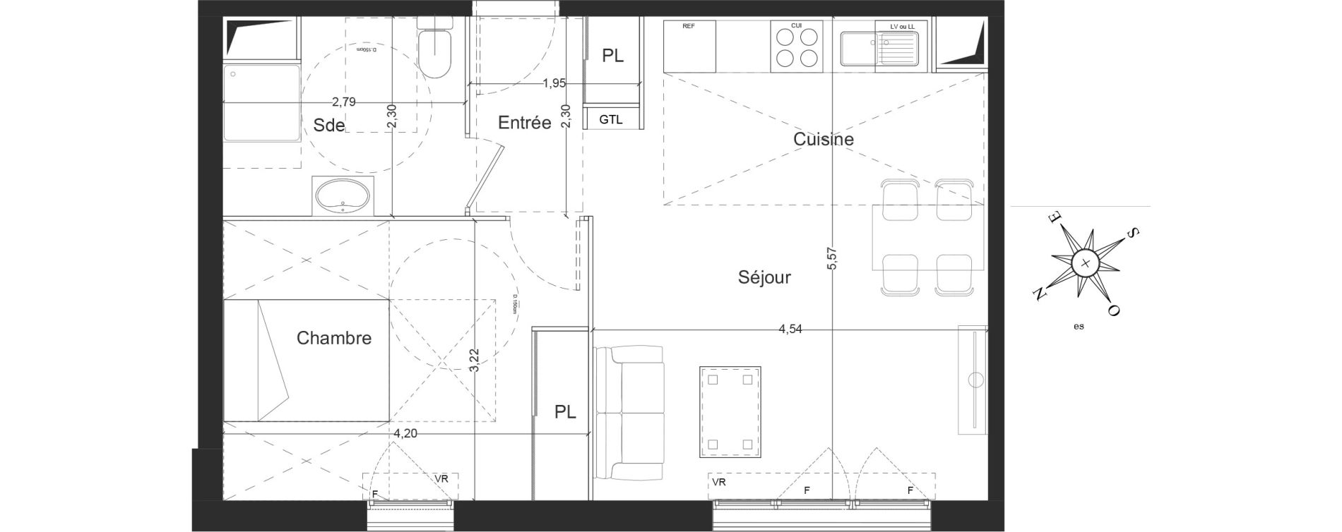Appartement T2 de 47,26 m2 &agrave; Mennecy Centre