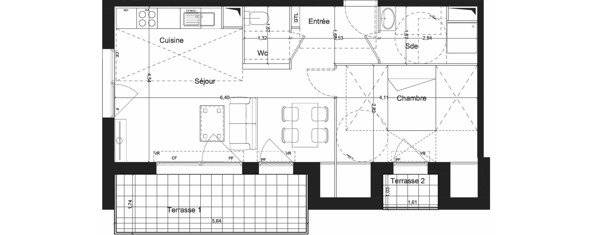 Appartement T2 de 46,33 m2 &agrave; Mennecy Centre