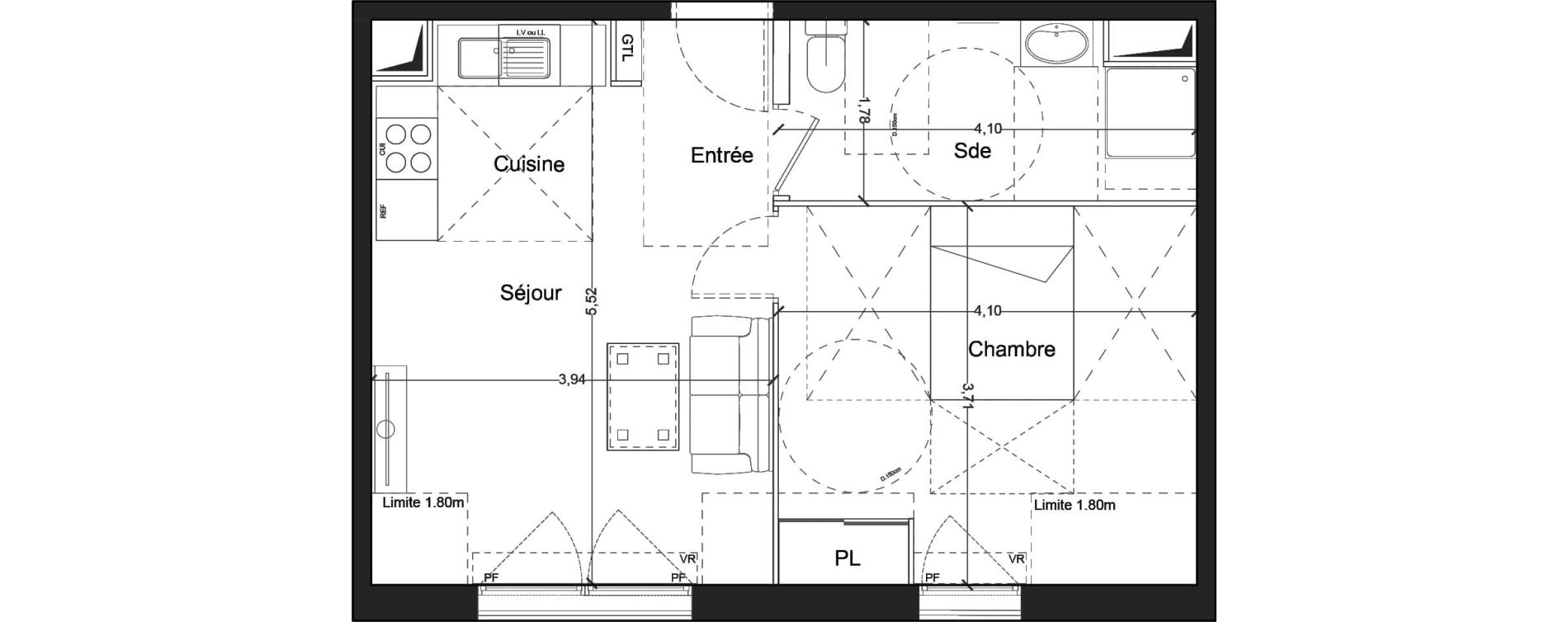 Appartement T2 de 39,01 m2 &agrave; Mennecy Centre