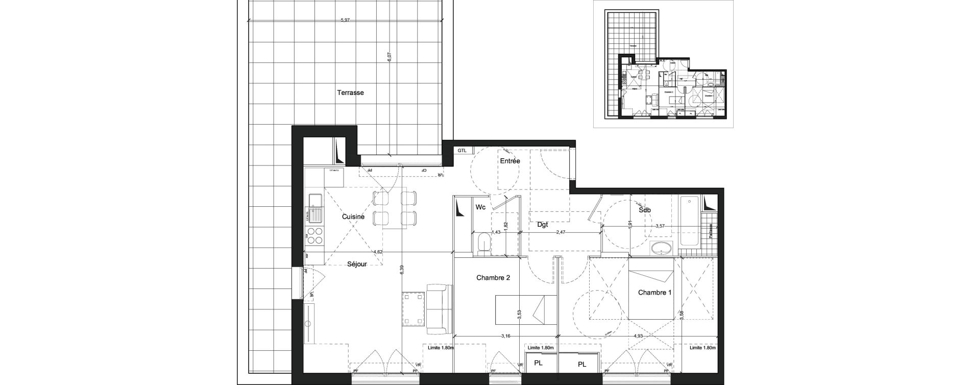 Appartement T3 de 71,23 m2 &agrave; Mennecy Centre