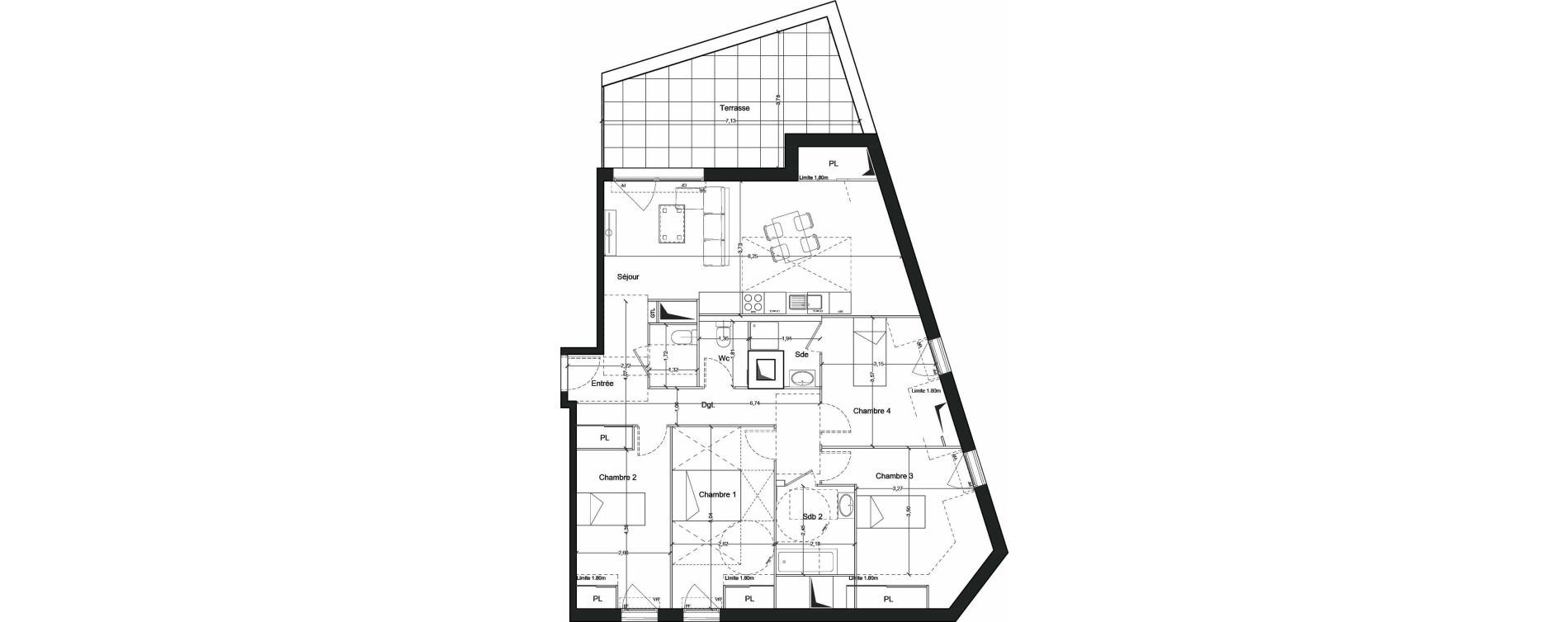 Appartement T5 de 95,75 m2 &agrave; Mennecy Centre